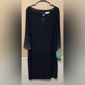 Jackie Jon New York Womens Black Dress Bling Sparkle Bell Sleeves Size 14 NWT
